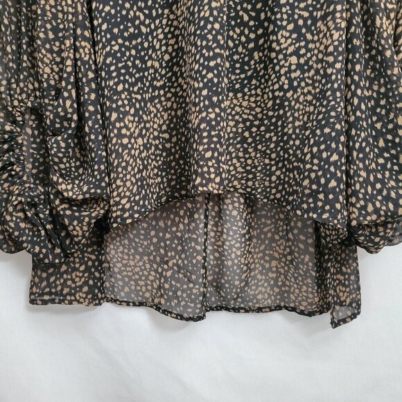 BOHO Medium Blouse By Together Hi-Low Hem animal print puff sleeve flowy EUC - Picture 7 of 14